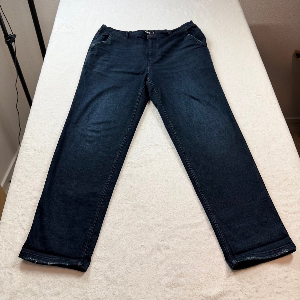 RSQ Beach Pant Mens Medium Dark Wash Good Elastic Waist Denim Trousers 405982
